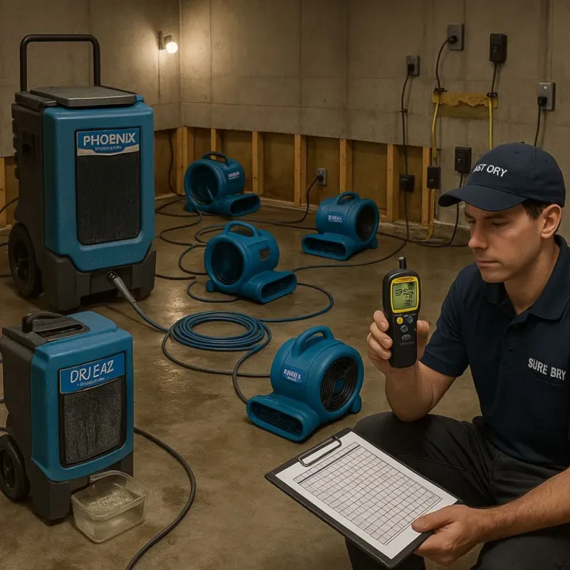 Structural Drying and Dehumidification process in Medway, MA